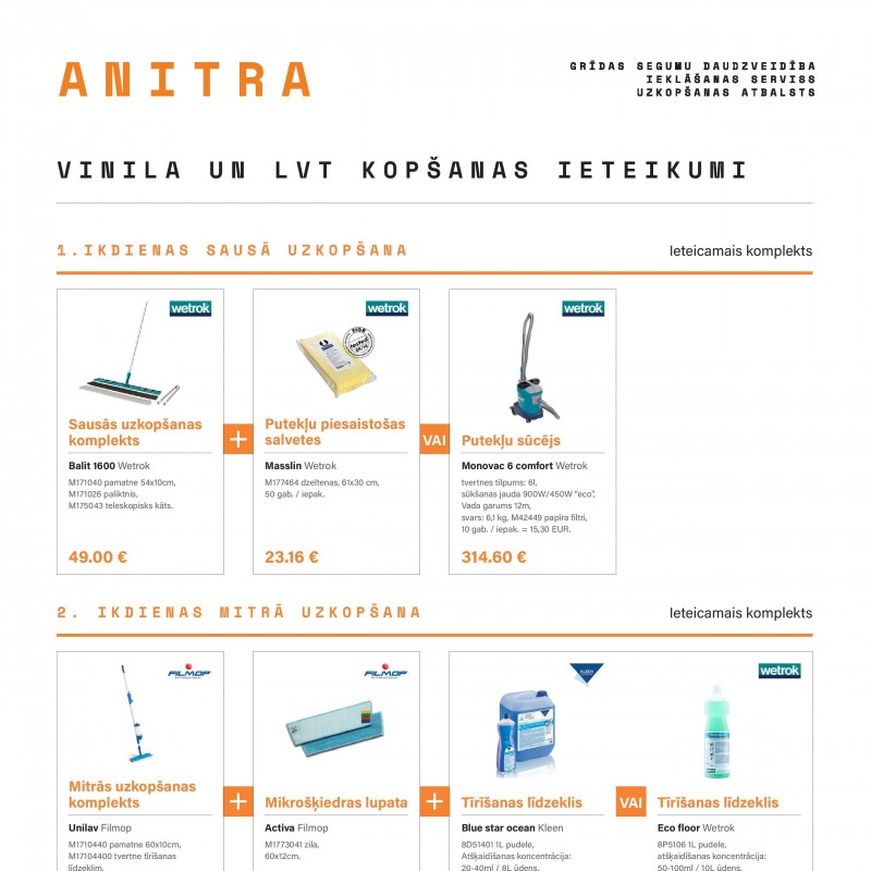 Ieteikumi - VINILA/LVT KOPŠANA