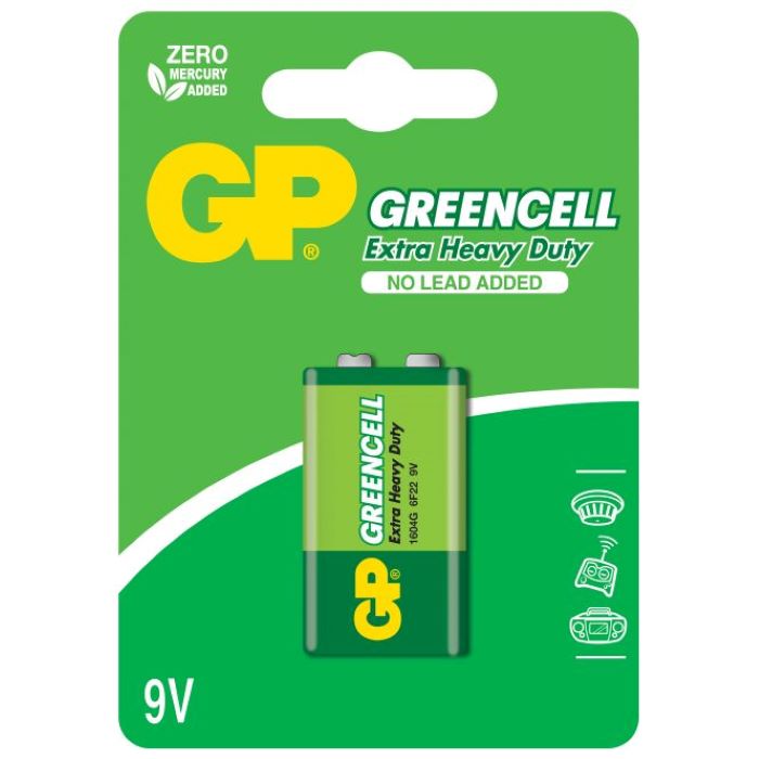 Baterijas - GP GREENCELL baterija KRONA 6F22 / 9V