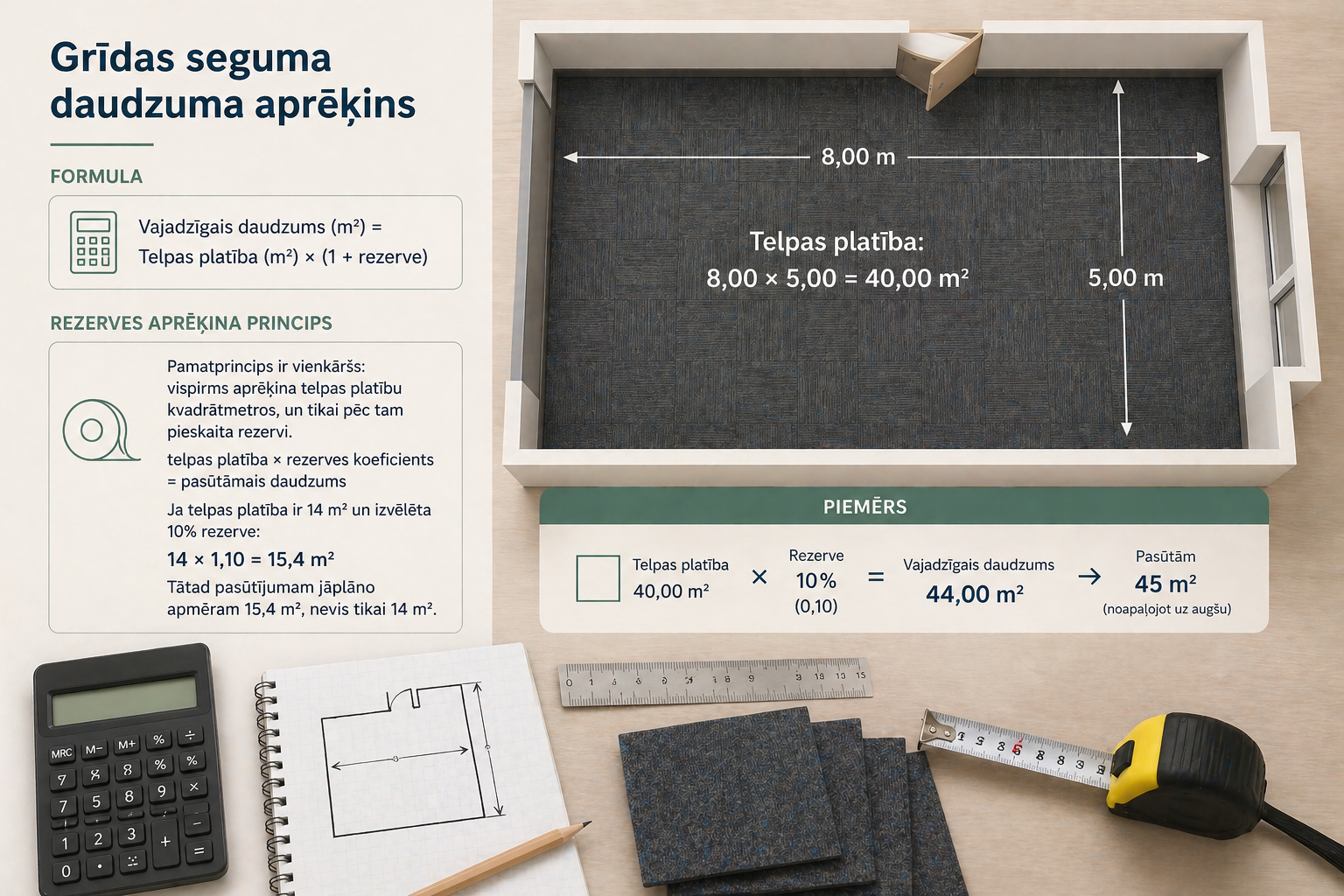 Grīdas seguma atgriezumi ieklāšanas laikā – kāpēc vajadzīga rezerve